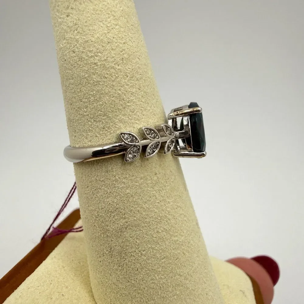 NWOT‎ 1.3ct genuine welo Opal w/ accent cz diamond adjustable ring in s925!